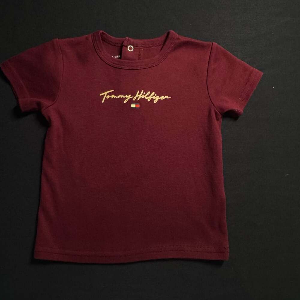Tommy Hilfiger T-Shirt Size 18M Burgundy Script Logo